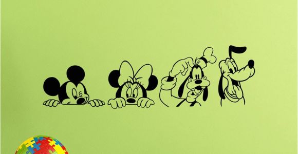 Mickey and Minnie Wall Murals Set 4 Wall Decals Mickey Mouse Minnie Goofy Pluto Kids