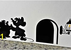 Mickey Mouse Wall Murals Uk Cartoon Decal Mouse Hole Wall Sticker " Gus and Jaq the Cinderella Mice with Yellow Flame " Skirting Board Wall Art Sticker Vinyl Decal " 20cm X 6cm