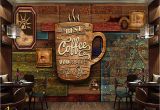 Milk and Coffee Wall Mural Custom Food Store Wallpaper Wood Pattern Coffee 3d Retro