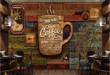 Milk and Coffee Wall Mural Custom Food Store Wallpaper Wood Pattern Coffee 3d Retro