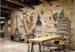 Milk and Coffee Wall Mural Feifan European Style Retro British London Flag Hand Painted Milk Shop Coffee Shop Casual Bar Mural Background Wallpaper Canada 2019 From