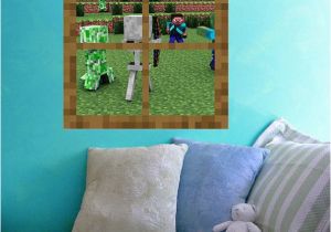 Minecraft Bedroom Wall Mural Surrounded Minecraft Window Vinyl Wall Decal by