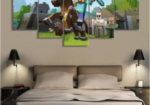 Minecraft Wall Murals 5 Pieces Canvas Painting Game Poster Minecraft Wall Art Home