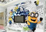 Minion Wall Mural 3d Minions Wallpaper Cartoon Despicable Me Wall Mural Silk