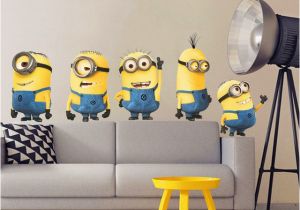 Minion Wall Mural Cute Yellow Man Movie Wall Stickers for Kids Rooms Home Decor 3d
