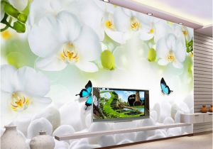 Minion Wall Mural Modern Simple White Flowers butterfly Wallpaper 3d Wall Mural