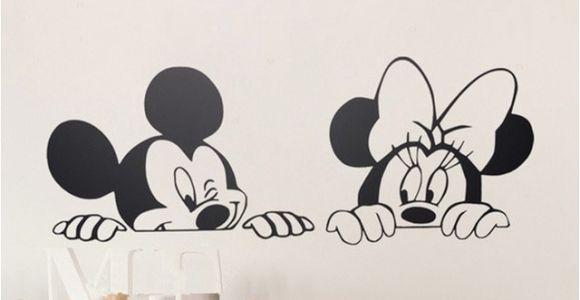 Minnie Mouse Murals Cartoon Wall Stickers Kids Bedroom Art Decor Cute Mickey Minnie