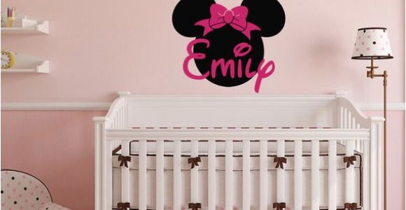 Minnie Mouse Wall Murals Minnie Mouse Wall Decals Girl Name Wall Decal Custom Name Wall