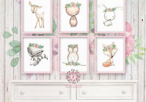 Minted Childrens Wall Murals 6 Deer Fox Bunny Rabbit Bear Owl Raccoon Boho Printable