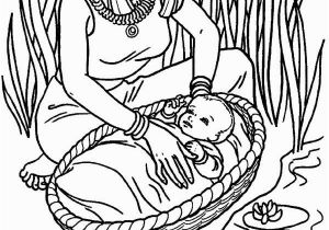 Miriam and Baby Moses Coloring Page Moses Moses Found Safely In River Of Nile Coloring Page