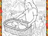 Miriam and Baby Moses Coloring Page Printable Coloring Page for Kids and Adults Bible