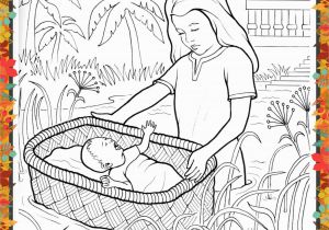 Miriam and Baby Moses Coloring Page Printable Coloring Page for Kids and Adults Bible