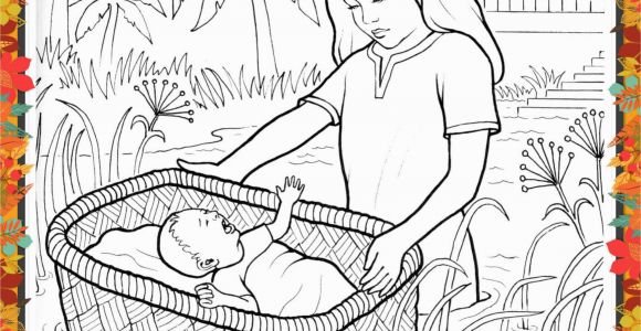 Miriam and Baby Moses Coloring Page Printable Coloring Page for Kids and Adults Bible