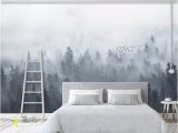 Misty Mountain Wall Mural Foggy Mountain Wallpaper Removable Misty forest Wall Mural for Home Bedroom Tree Wall Art Decal
