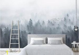 Misty Mountain Wall Mural Foggy Mountain Wallpaper Removable Misty forest Wall Mural for Home Bedroom Tree Wall Art Decal