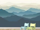 Misty Mountain Wall Mural Removable Mountain Wall Decal Mountain Wall Mural Peel and Stick Wall Mural