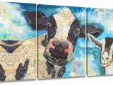 Modern Abstract Wall Murals Artkisser Modern Abstract Blue Cow Painting On Canvas Animal Paintings Cow Wall Decor Decoration Home Decor for Living Room Stretched and Framed Ready