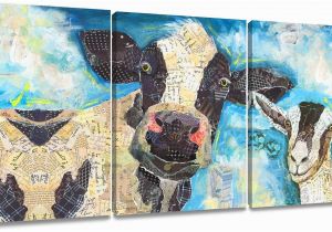 Modern Abstract Wall Murals Artkisser Modern Abstract Blue Cow Painting On Canvas Animal Paintings Cow Wall Decor Decoration Home Decor for Living Room Stretched and Framed Ready