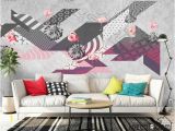 Modern Abstract Wall Murals Flamingo Abstract Geometric Minimalism Modern Wallpaper Wall