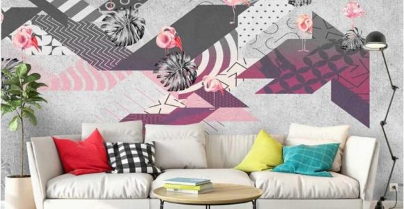 Modern Abstract Wall Murals Flamingo Abstract Geometric Minimalism Modern Wallpaper Wall