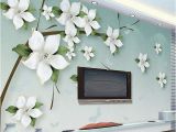 Modern Family Wall Mural Custom 3d Wall Mural Modern Simple Green Relief Jasmine Flowers