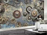 Modern Family Wall Mural Wallpaper Modern Retro Mechanical Gear 3d Wall Murals Ktv Bar