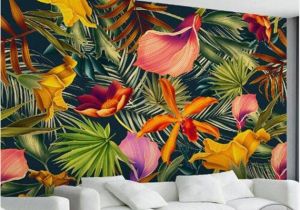 Modern Wall Mural Paintings Custom Wall Mural Tropical Rainforest Plant Flowers Banana