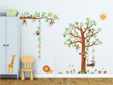 Monkey Murals for Nursery 8 Little Monkeys Tree & Height Chart Wall Stickers