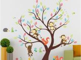Monkey Murals for Nursery Aliexpress Buy Cute Cartoon Monkey Squirrel Animals Colorful