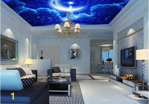 Moon and Stars Wall Mural Custom Mural Wall Paper 3d Stereoscopic Blue Sky Star Moon Wallpaper Living Room Bedroom Ktv Ceiling Murals Wallpaper Canada 2019 From