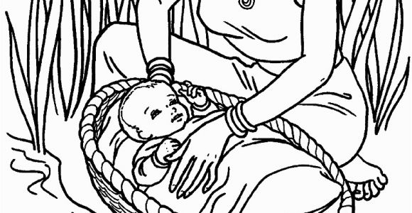 Moses Coloring Pages for Sunday School Cute Baby Moses with Mom Coloring Pages for Little Kids