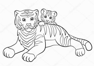 Mother and Baby Animal Coloring Pages Coloring Pages Wild Animals Smiling Mother Tiger with Her Little