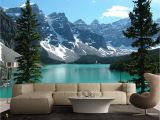 Mountain Lake Wall Mural Azure Blue Lake Banff Rocky Mountain 3d Full Wall Mural