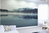 Mountain Lake Wall Mural Mountain Lake Wallpaper Mural Foggy Ombre Mountain Lake