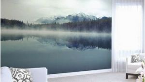 Mountain Lake Wall Mural Mountain Lake Wallpaper Mural Foggy Ombre Mountain Lake