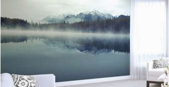 Mountain Lake Wall Mural Mountain Lake Wallpaper Mural Foggy Ombre Mountain Lake