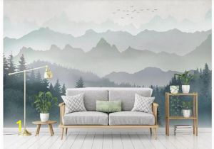 Mountain Lake Wall Mural Oil Painting Abstract Mountains with forest Landscape