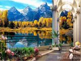 Mountain Morning Wall Mural Großhandel Wandbild Fototapete Landschaft Vor Dem Fenster Benutzerdefinierte Fototapeten Von Chinamural2015 $28 15 Auf De Dhgate
