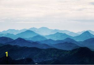 Mountain Morning Wall Mural Misty Mountain Wallpaper Foggy Mountain Silhouette by