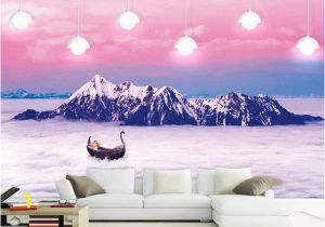Mountain Mural On Wall Custom Size 3d Wallpaper Living Room Mural Snow Mountain Cloud Sea Scenery Picture Mural Home Decor Creative Hotel Study Wall Paper 3d Babe