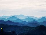 Mountain Mural Wall Art Misty Mountain Wallpaper Foggy Mountain Silhouette by