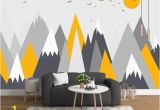 Mountain Mural Wall Art Wallpaper Grey Geometry Mountain Wallpaper Abstract Mountain with
