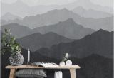 Mountain Mural Wall Art Wallpaper Mountain Mural Wallpaper Black and White Grey Ombre