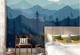 Mountain Scene Wall Murals Blue Ombré Mountain Mural Wallpaper