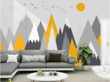 Mountain Wall Mural Kids Simple Triangle Geometric Mountains Wallpaper Modern