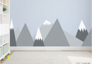 Mountain Wall Mural Nursery Mountains Wall Decal Woodland Baby Room Decal Clouds Birds