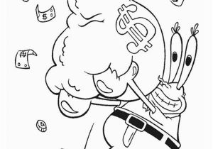 Mr Crabs Coloring Pages Mr Krabs Money Bag E993