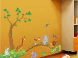 Mural Arts Wall Ball Tree Bridge Giraffe Elephant Lion Wall Stickers for Kids