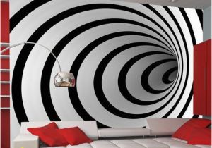 Mural Canvas Wall Covering 3d Black White 3d Tunnel 3 09m X 400cm Wallpaper In 2020