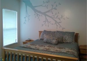 Mural On Bedroom Wall Light and Airy Bedroom with Faint Tree Branch Hand Painted